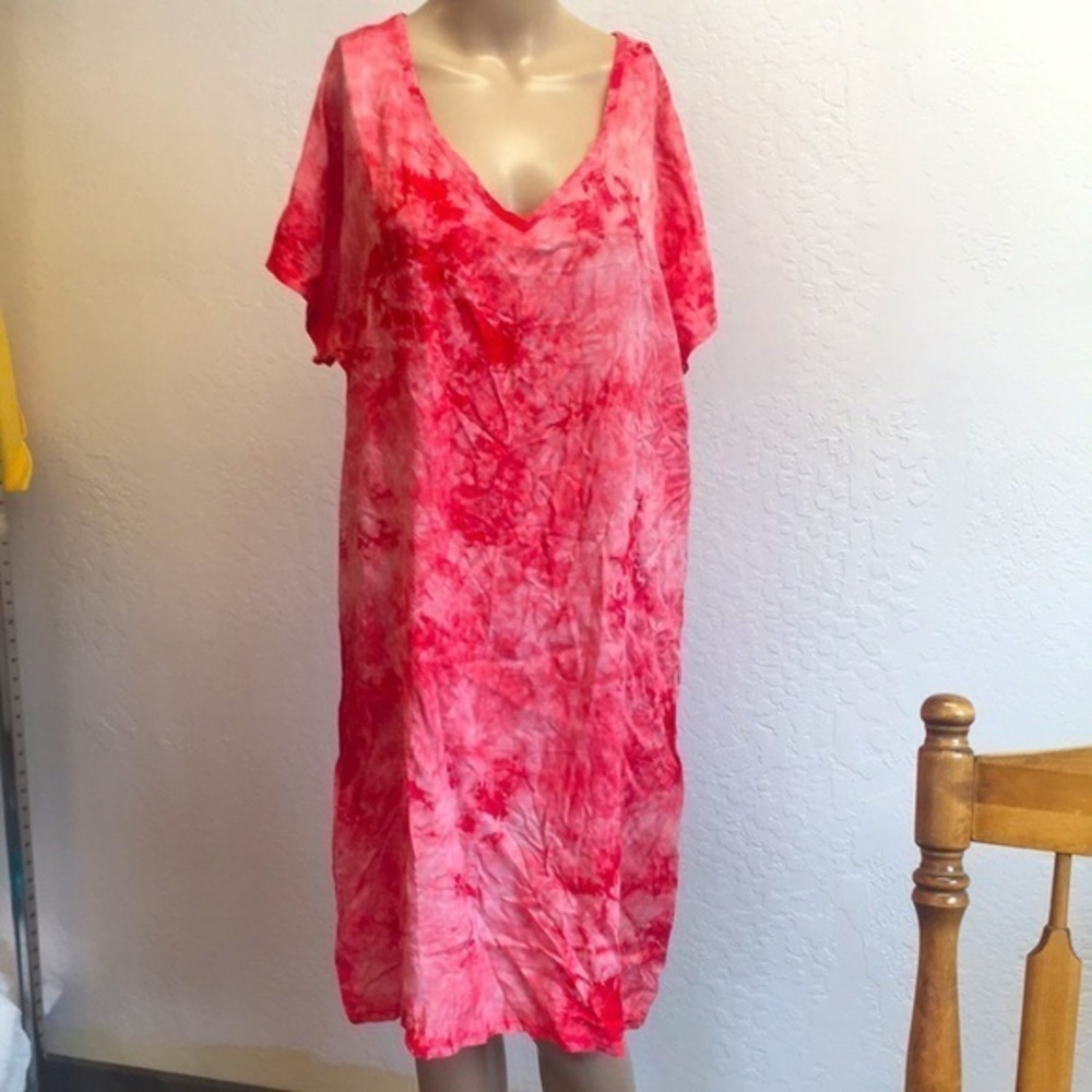 Mislook Tie Dye V neck thin mid Dress